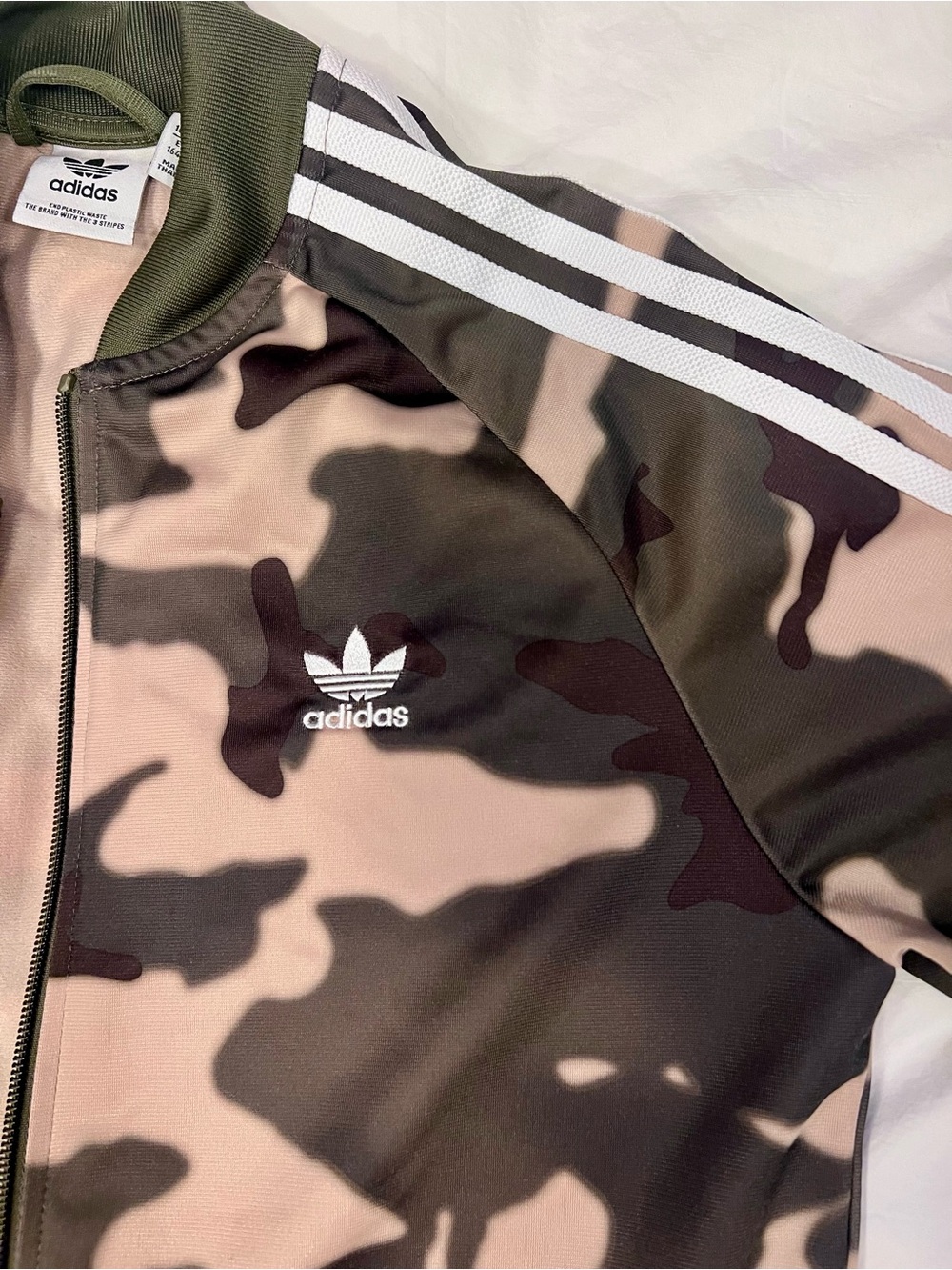 Adidas Kids Camo Track Jacket in Olive/Khaki - Picture 2 of 5